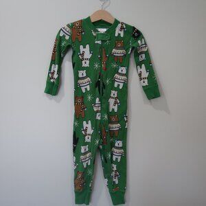 Hanna Andersson Zip Up Footless Pajamas Size 2T Winter Bears Holiday